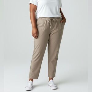 -NWT- ELOQUII Women's Pants Patch Pockets, Drawstrings, Ankle, Taupe Plus Sz 24